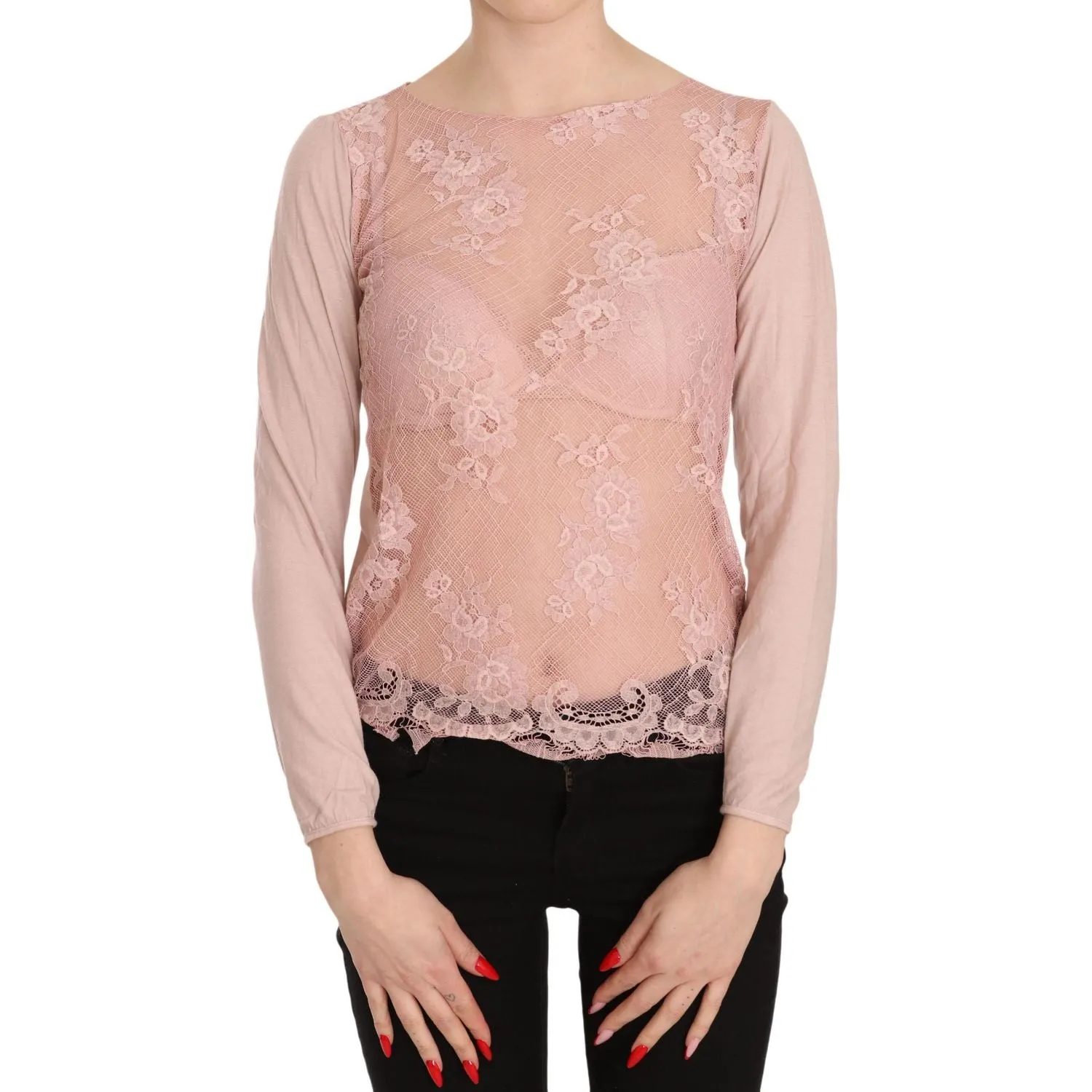 PINK MEMORIES Chic Pink See-Through Cotton Blouse