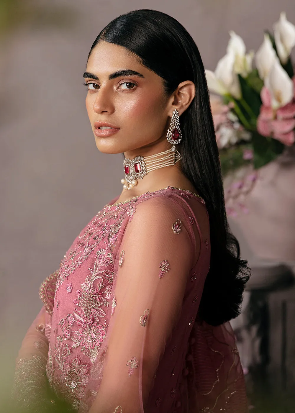 Pink Pakistani Lehenga - Afrozeh La Fuchsia Formals '23 - SALMON