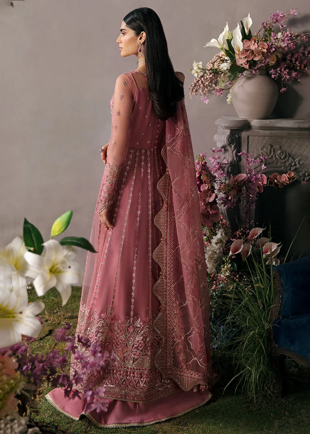 Pink Pakistani Lehenga - Afrozeh La Fuchsia Formals '23 - SALMON