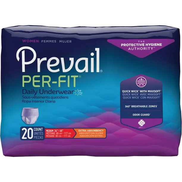 Prevail Per-Fit Underwear, Medium 34"-36" Extra Absorbency, 20 ct