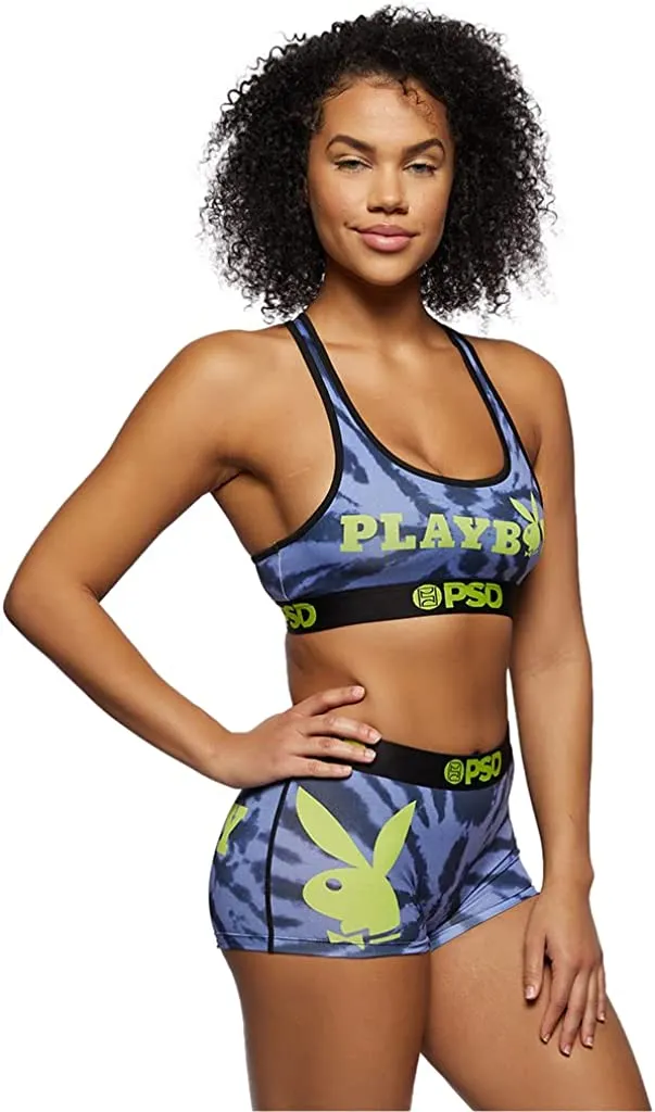 PSD Women's Boy Shorts Blue/Playboy Tie Dye Logo