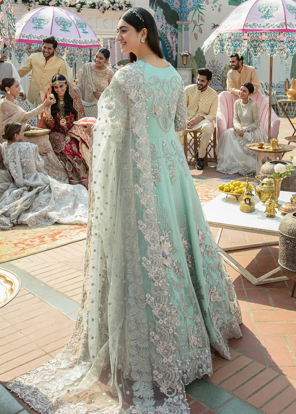 Sea Green Pakistani Maxi Dress | Imrozia Serene Mehram Brides '23 | SB-09 - Arwah