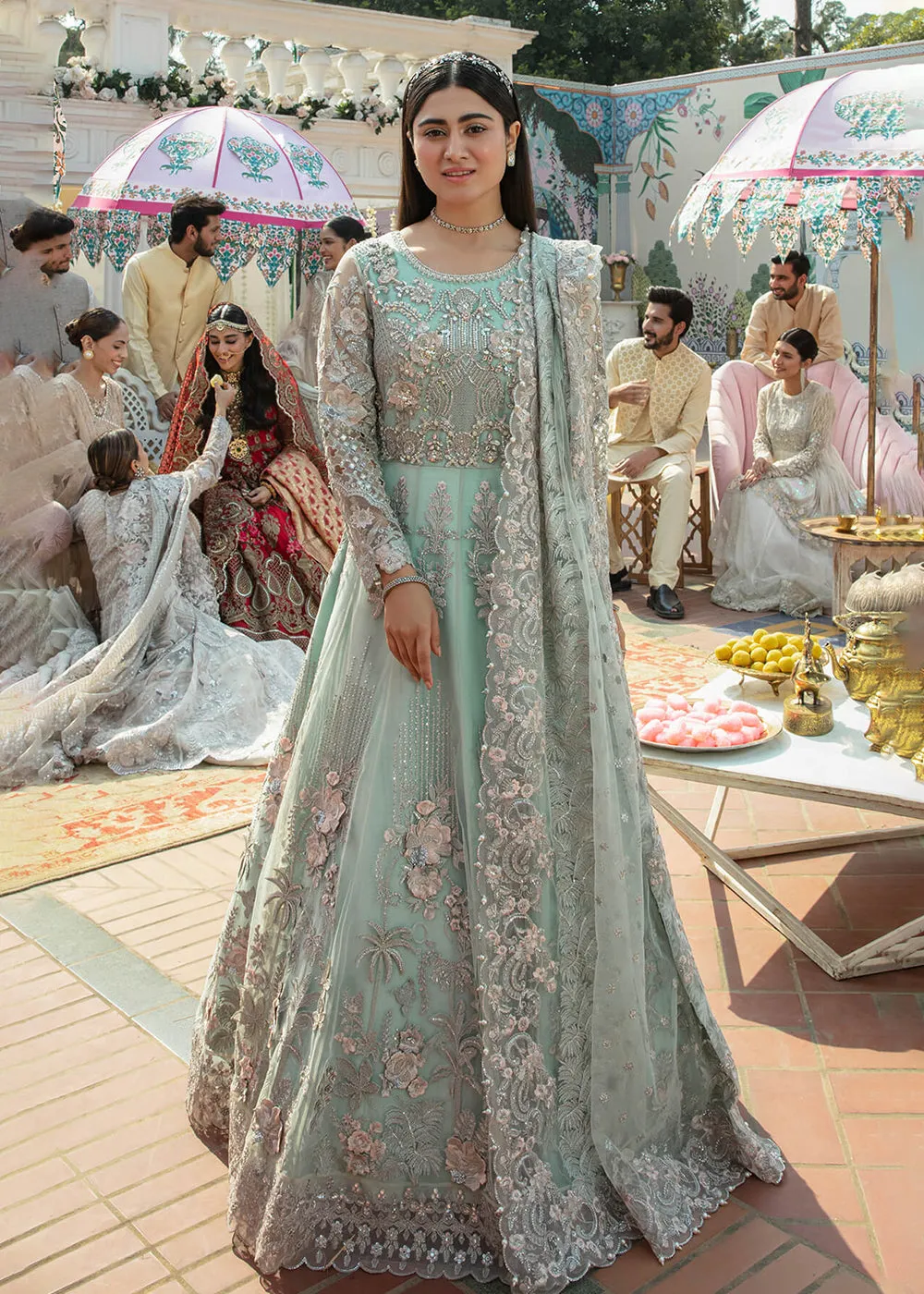 Sea Green Pakistani Maxi Dress | Imrozia Serene Mehram Brides '23 | SB-09 - Arwah