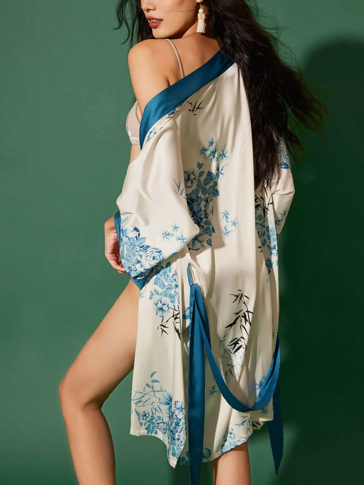 Short Kimono Robe bamboo