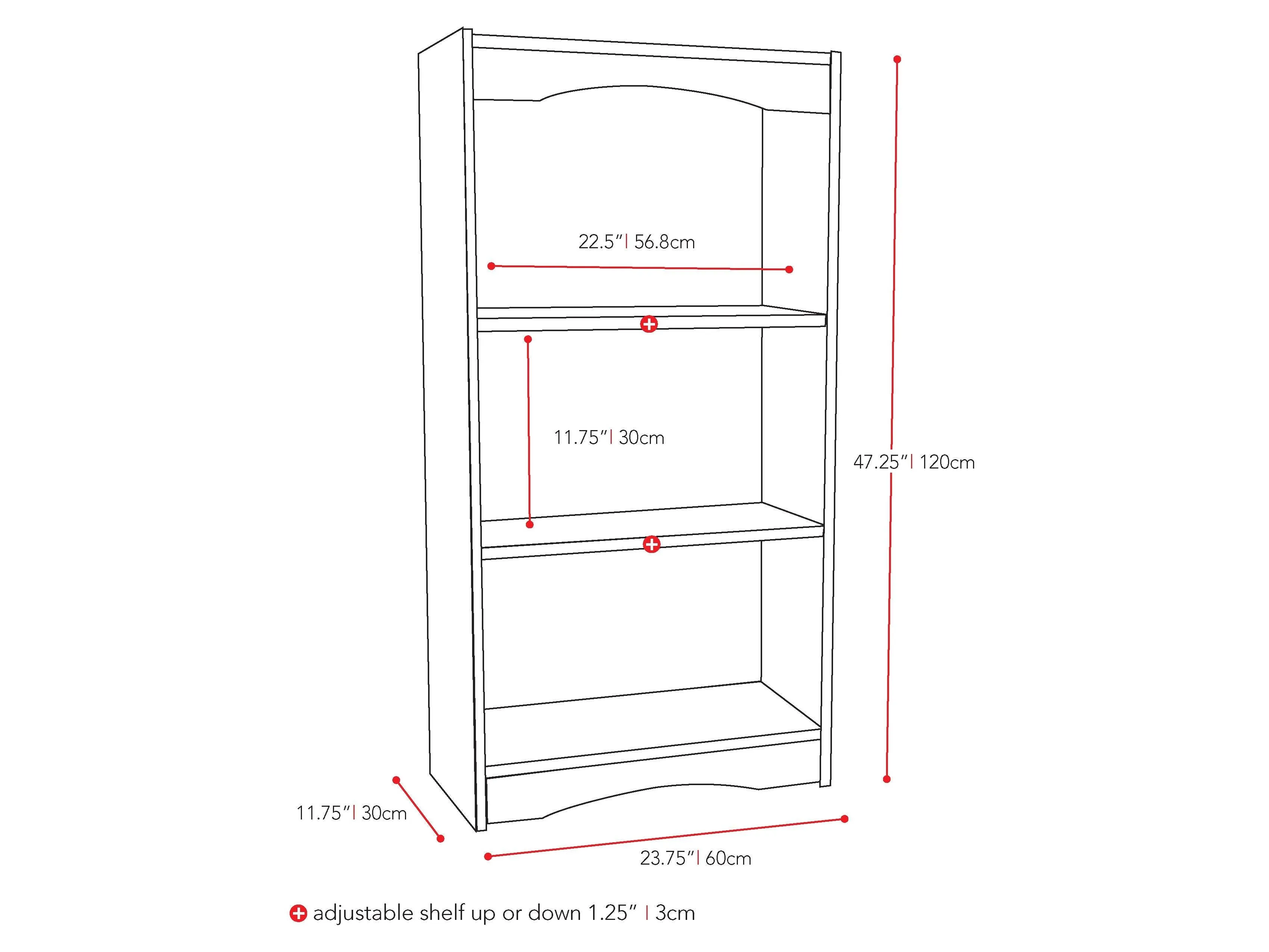 Small Bookcase in Black, 48"