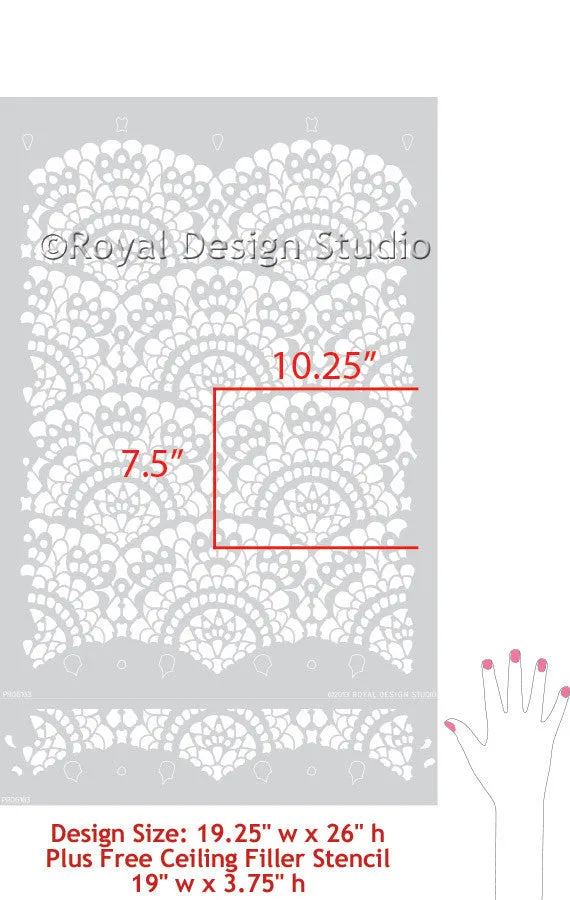 Spanish Lace Scallop Wall Stencil