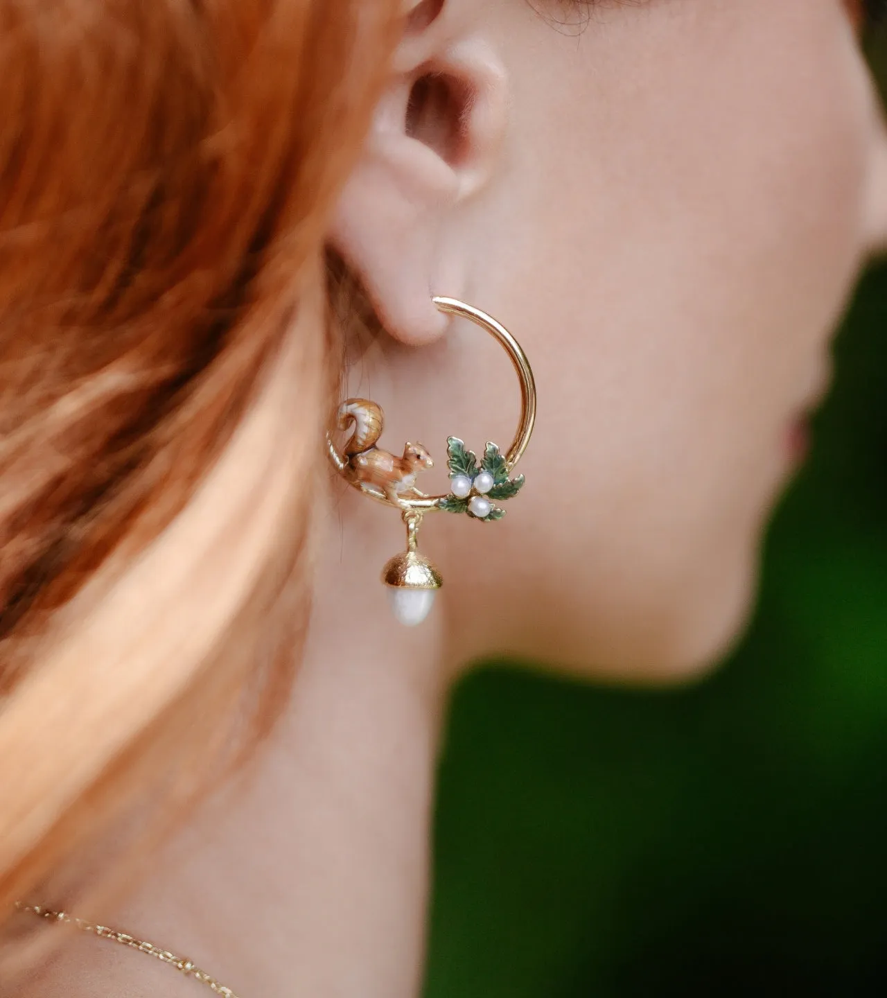 Squirrel & Acorn Hoop Earrings