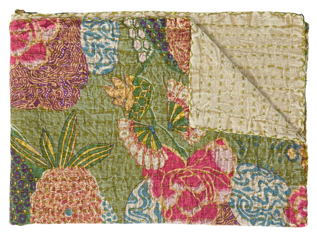 Taj Hotel Home Decor Kantha Cotton Throw | 50"x70" | 9