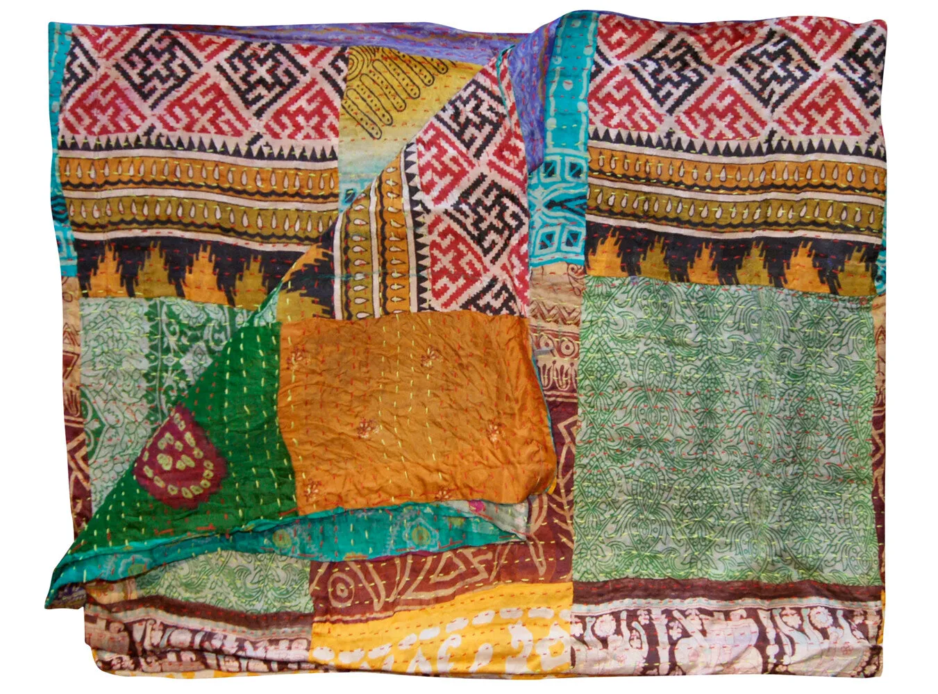 Taj Hotel Home Decor Kantha Silk Throw | 60"x90" | 4