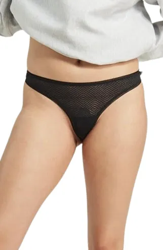 The Sheer Deco Barely There Thong Black